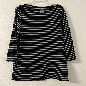 Faded Glory Ladies Black & White Striped Knit Top Size 2X 20